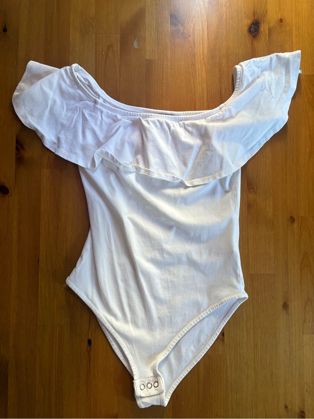 Off-Shoulder White One-Piece Bodysuit